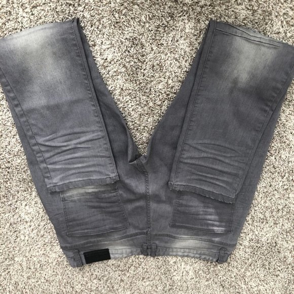 Smoke Rise Men's Black Fashion Distressed Rip Moto Denim Jean sz 40x32 - Picture 12 of 12